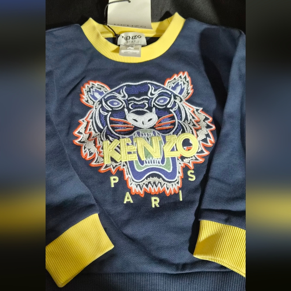Kenzo Kids Navy and Yellow Tiger Shirt